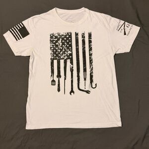 Men's Grunt Style Dad Flag T-Shirt White, Medium